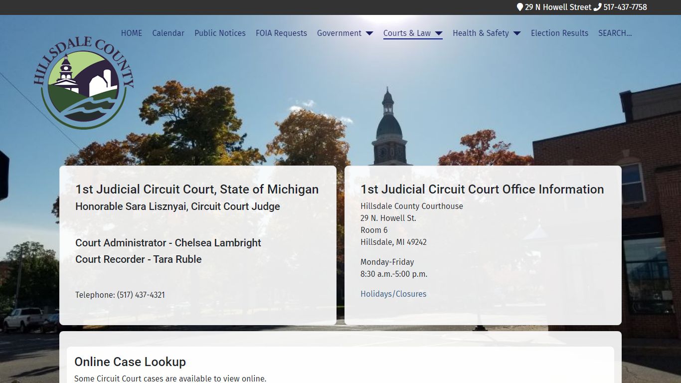 Online Case Lookup - Hillsdale County